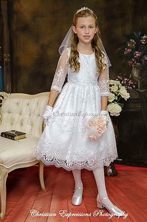 Lace First Communion Dress with Three Quarter Sleeves