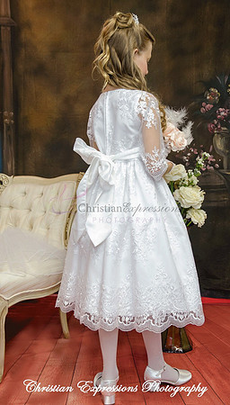 Lace First Communion Dress with Three Quarter Sleeves