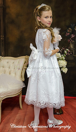 Lace First Communion Dress with Three Quarter Sleeves