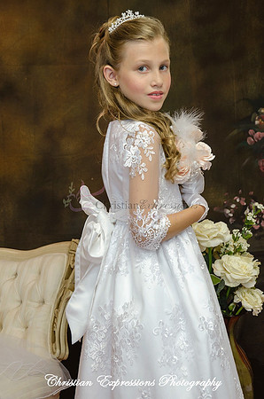 Lace First Communion Dress with Three Quarter Sleeves