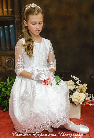 Lace First Communion Dress with Three Quarter Sleeves