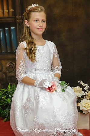 Lace First Communion Dress with Three Quarter Sleeves