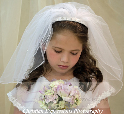First Communion Headband Veil Style 4360
