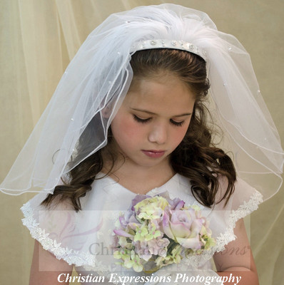 First Communion Headband Veil Style 4360
